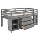 preview thumbnail 45 of 50, Contemporary Low Study Twin Loft Bed with Cabinet and Rolling Portable Desk, Solid Construction & Versatility Galore