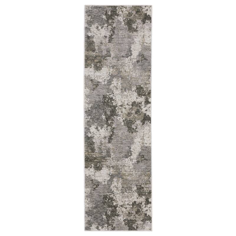 Style Haven Nelson Distressed Abstract Grey/ Ivory Indoor Area Rug - 2' 3" x 7' 6" - Runner