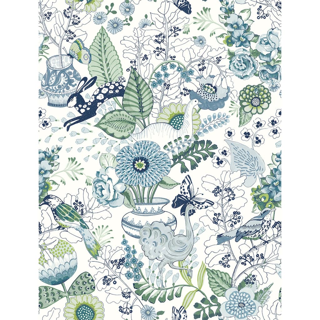 A-Street Prints Whimsy Blue Fauna Wallpaper