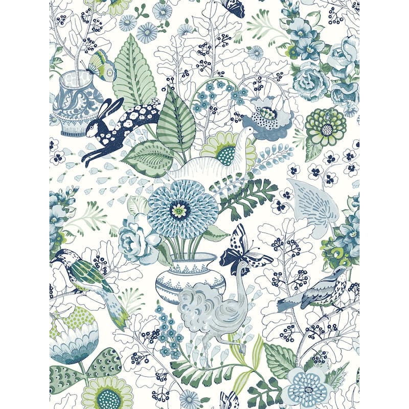 A-Street Prints Whimsy Blue Fauna Wallpaper