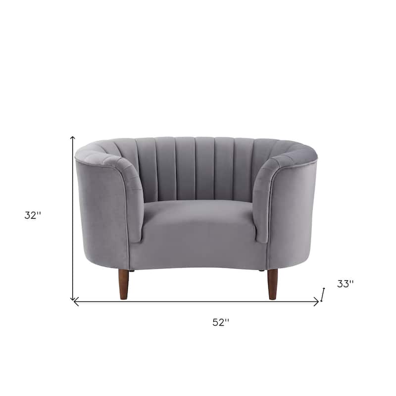 HomeRoots 52" Gray And Black Velvet Striped Arm Chair - 52