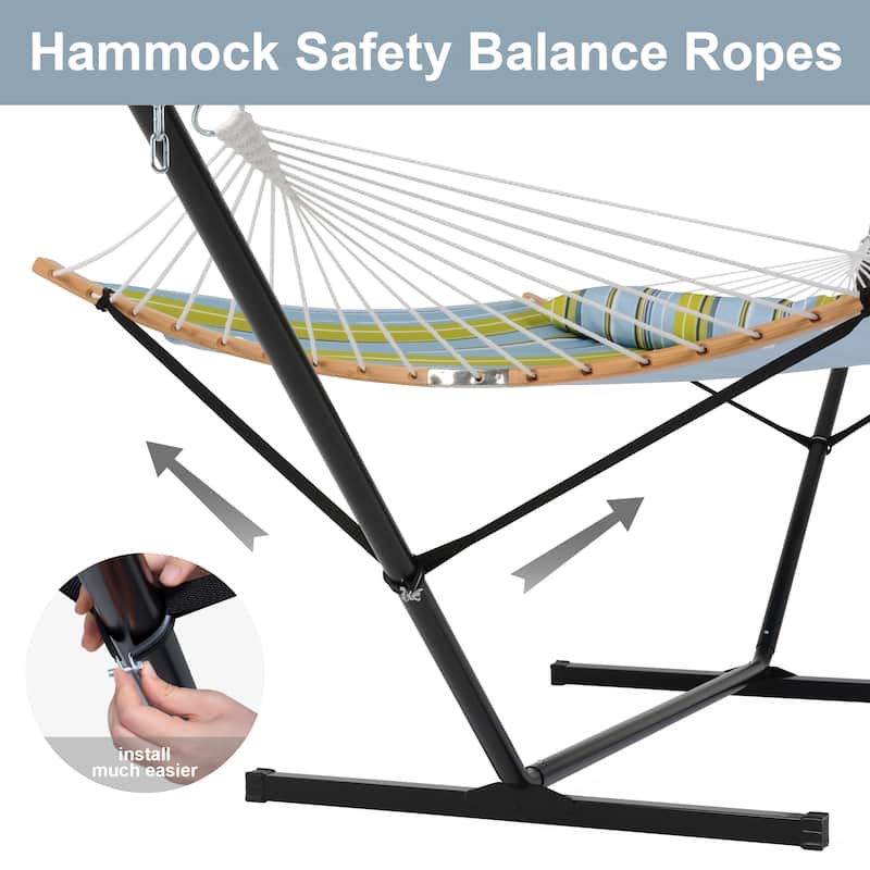 2-person Outdoor Hammock with Stand & Pillow