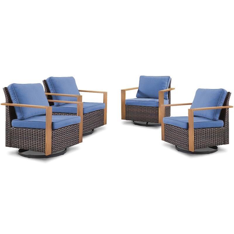 Outdoor Swivel Chair with Thick Cushion