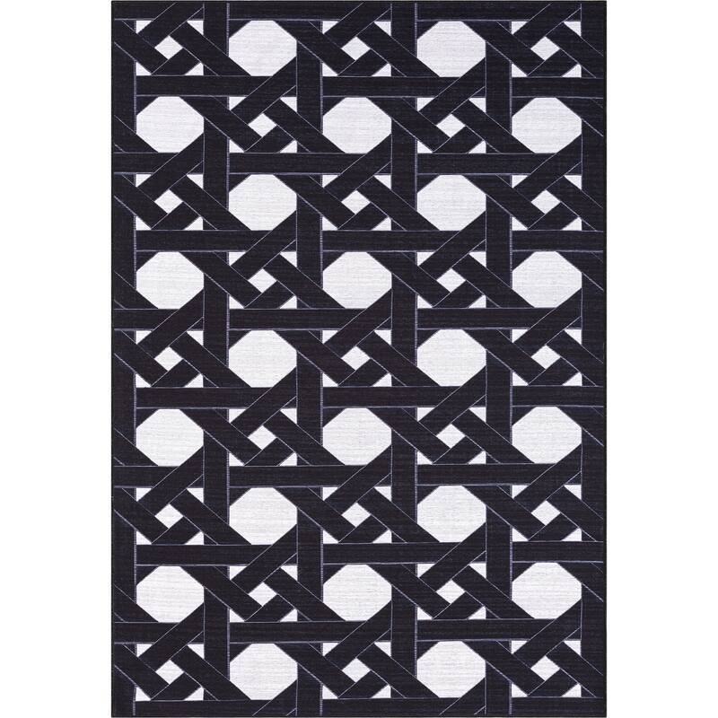 Abani Rugs Parker Collection PAR210A Black Ivory Rattan Area Rug