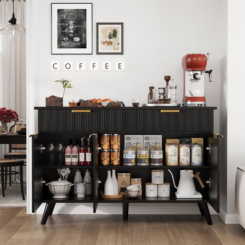 Gymojoy Sideboard Buffet Cabinet Storage, Modern Buffet with 3 Doors & 2 Drawers, Adjustable Shelves for Kitchen, Living Room