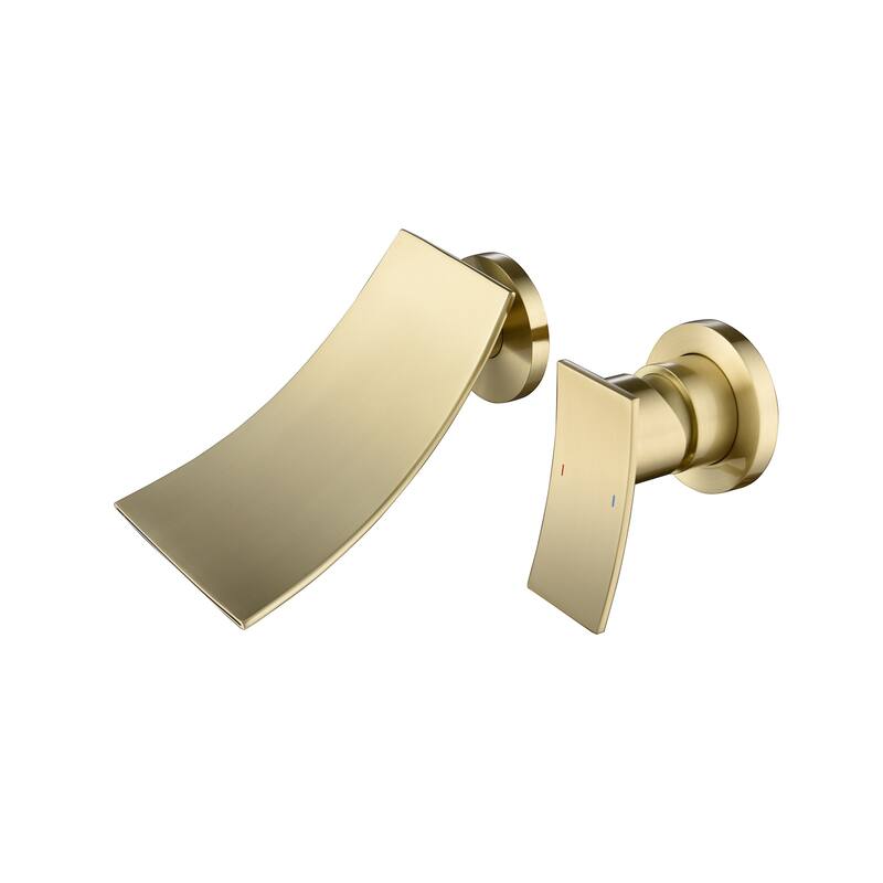 Modern Single Handle Wall Mounted Waterfall Bathroom Sink Faucet with Curved Spout, Anti Corrosion and Rust Resistant