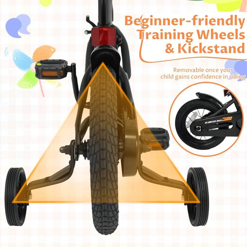 Costway 14" Kids Bike with Removable Training Wheels Adjustable Seat & - See Details