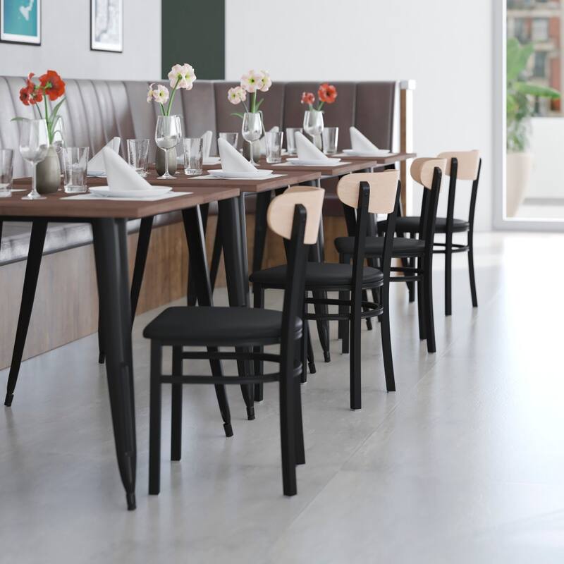 2PK Commercial Metal Dining Chairs with Boomerang Back