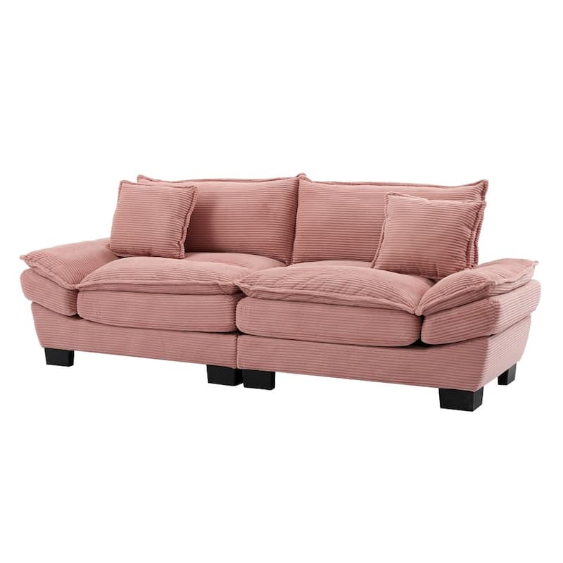 84" Corduroy Sleeper Couch Upholstered Deep Seat Loveseat Sofa with Pillows