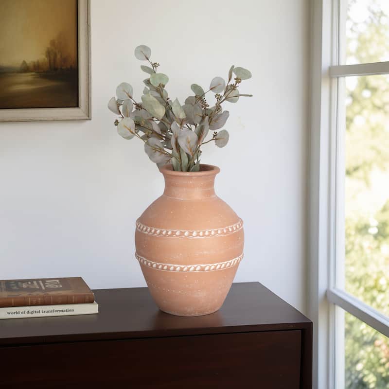 Pottery Terracotta Vase Artisan Style Traditional Classic Silhouette