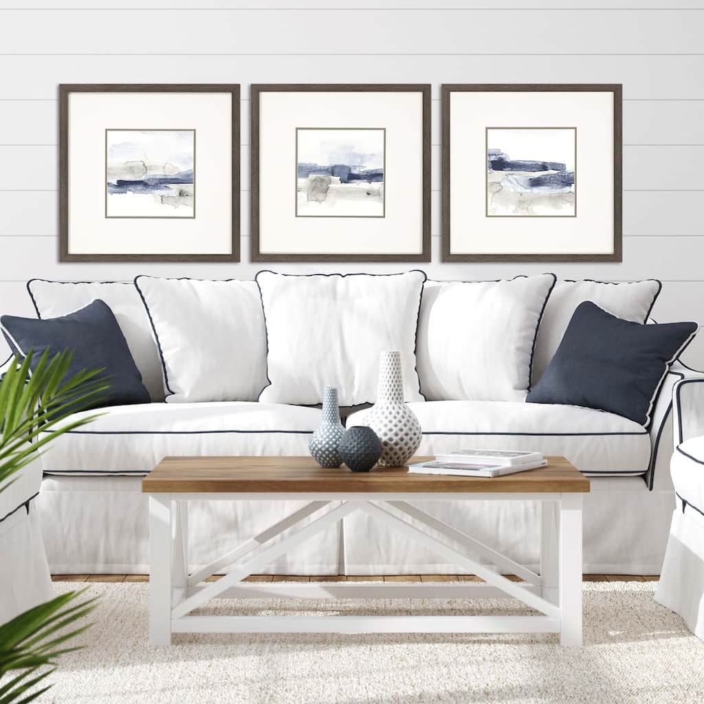 Shoreline Blues I S/3 Framed Art Giclee Under Glass - Blue