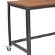 preview thumbnail 6 of 5, Computer Table and Desk in Brown Oak Wood Grain Finish with Metal Wheels