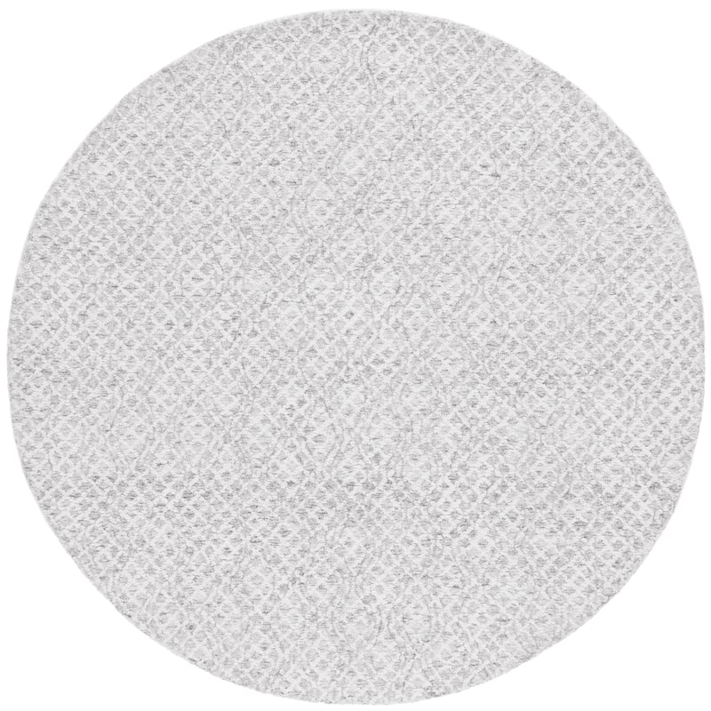 SAFAVIEH, Handmade Ebony Juozapa Modern Wool Rug - 6' Round - Grey/Ivory