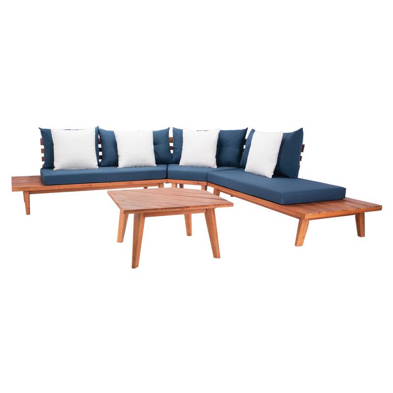 SAFAVIEH Outdoor Giancarla 4-Piece Sectional Sofa Set - 71W x 27D x 29H