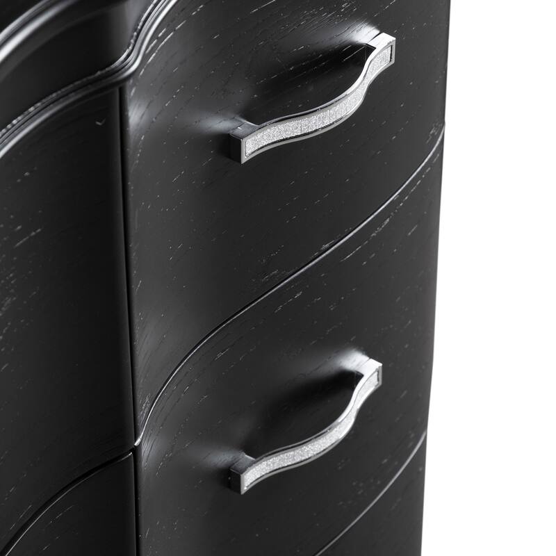 Furniture of America Seabliss Glam 3-Piece Black Solid Wood Dresser and 2-Nightstand Bedroom Set