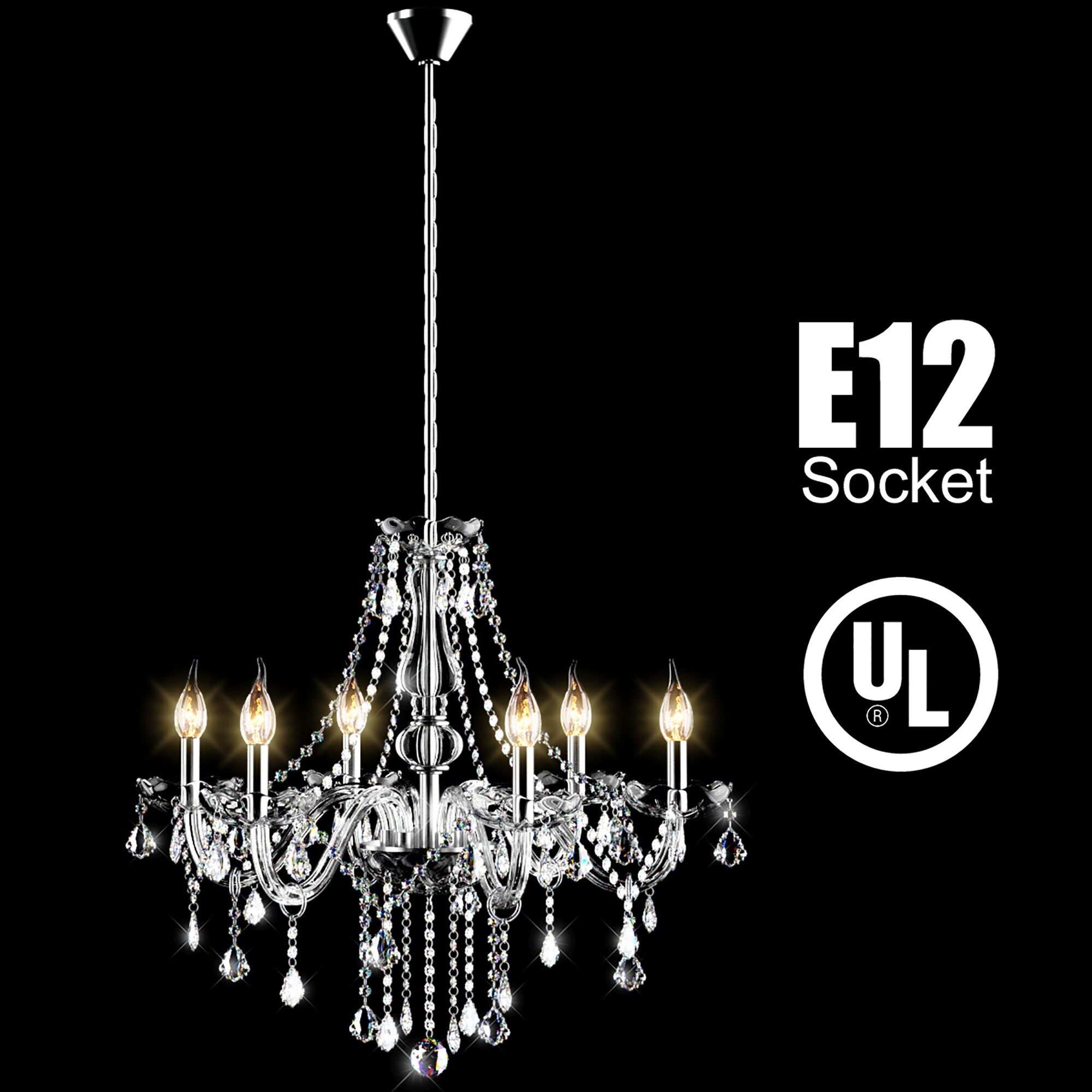 Large Crystal Chandelier Modern 15 Candles Ceiling Light Pendant Fixture Light 