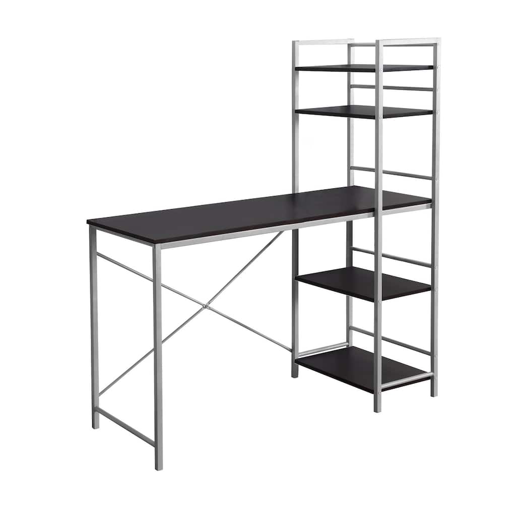 Computer Desk, Home Office, Laptop, Storage Shelves, 48"l, Work, Brown Laminate, Grey Metal, Contemporary