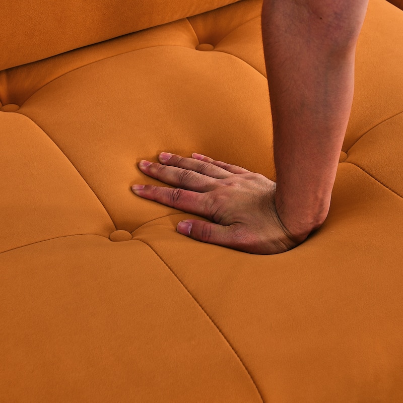 Modular Sectional Sofa, Button Tufted Designed and DIY Combination, L-Shaped Velvet Upholstered Couch with Reversible Ottoman