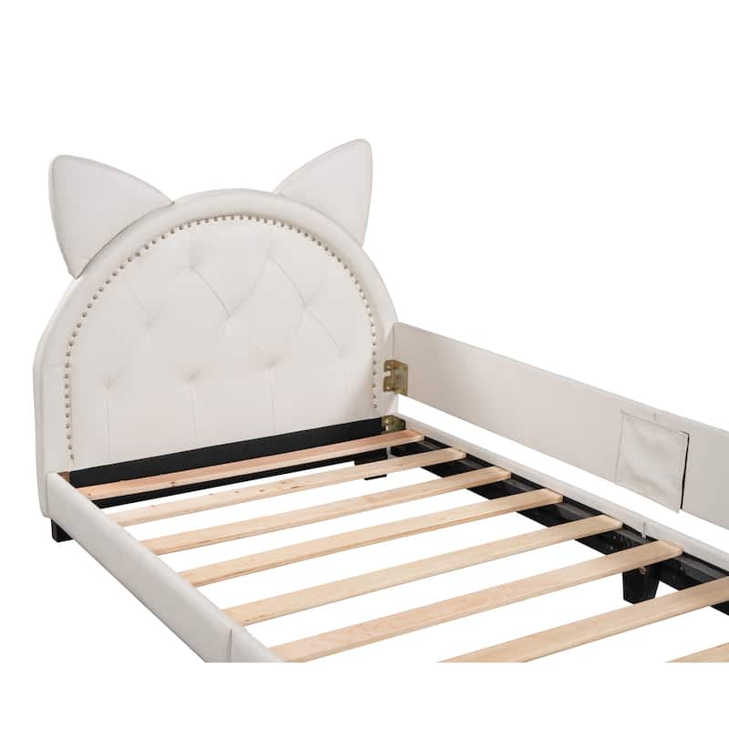 Upholstered Daybed with Carton Ears Shaped Headboard