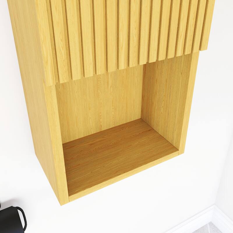 Wall Mounted Bathroom Cabinet with Door and Shelves in Oak