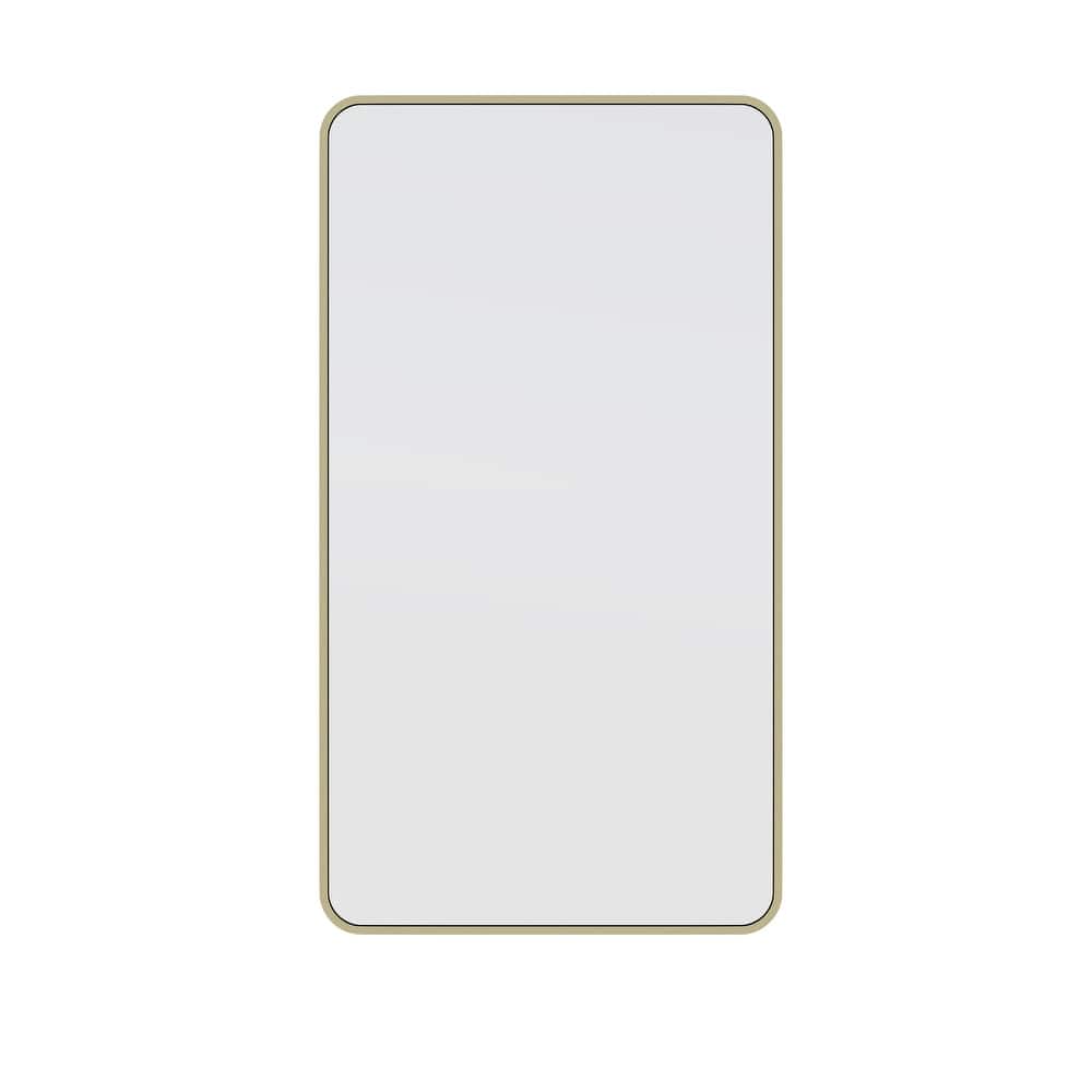Glass Warehouse 40 in. H x 22 in. W Radius Corner Stainless Steel Framed Mirror
