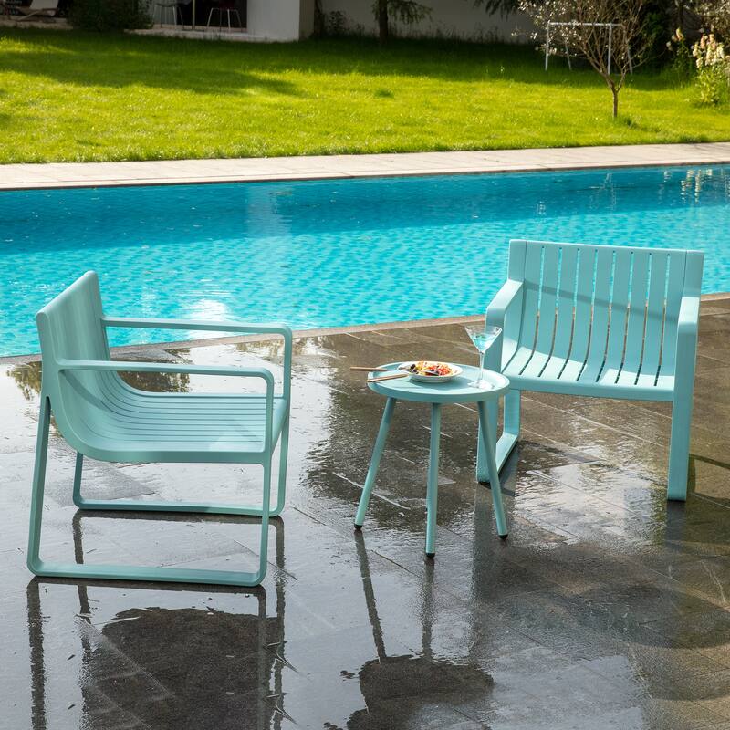 Werph 2 Person Patio Furniture Set, Outdoor Furniture Patio Table and Chairs Set, Blue/White
