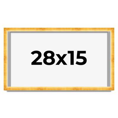 28x15 Shadow Box Frame Gold | 1.625 Inches Deep Real Wood Traditional