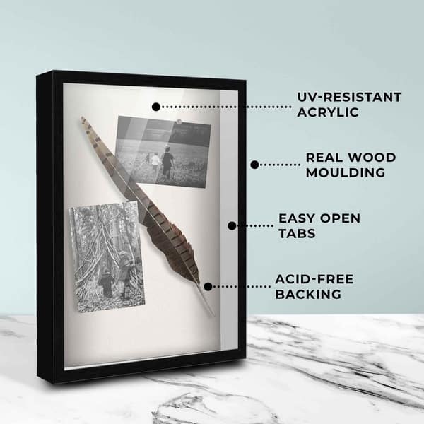 15x10 Shadow Box Frame Black 1 inches Deep Real Wood Contemporary Bed Bath & Beyond 35917160