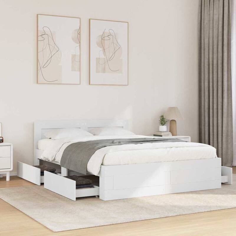 vidaXL Bed Frame 2 pcs Engineered Wood - White (Full)