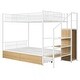preview thumbnail 9 of 12, Industrial Minimalist Twin Over Full Metal Bunk Bed with Drawer and Lateral Storage Ladder and Wardrobe,Elegant Children Bed