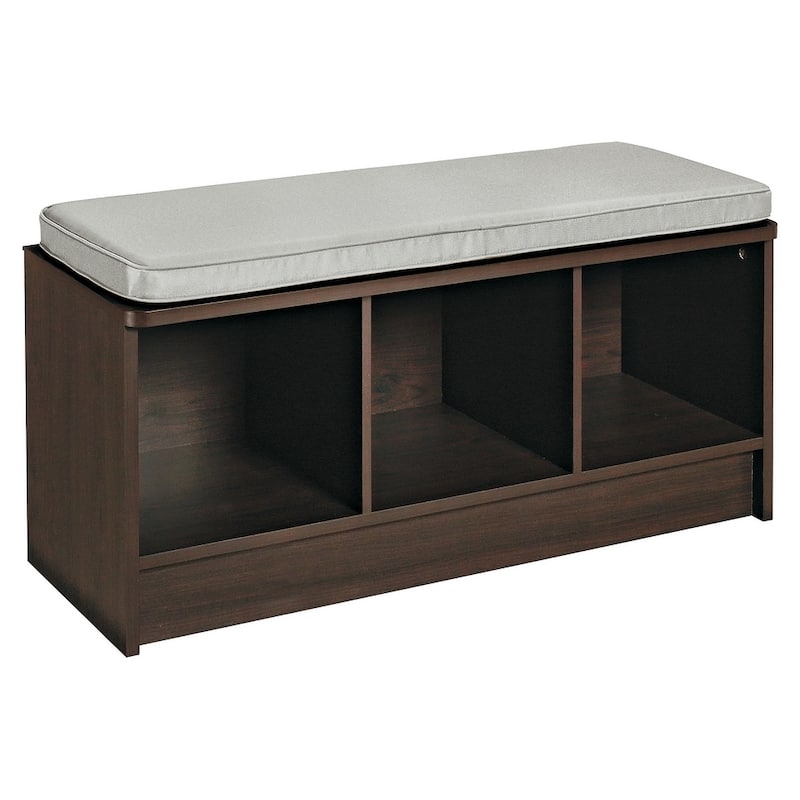 Porch & Den Southbrook 3-cube Storage Bench w/ Grey Cushion - Espresso