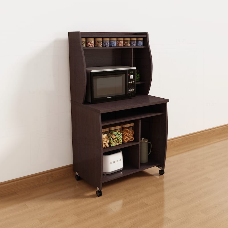 Versatile Mobile Utility Cart with Multiple Shelves - Espresso