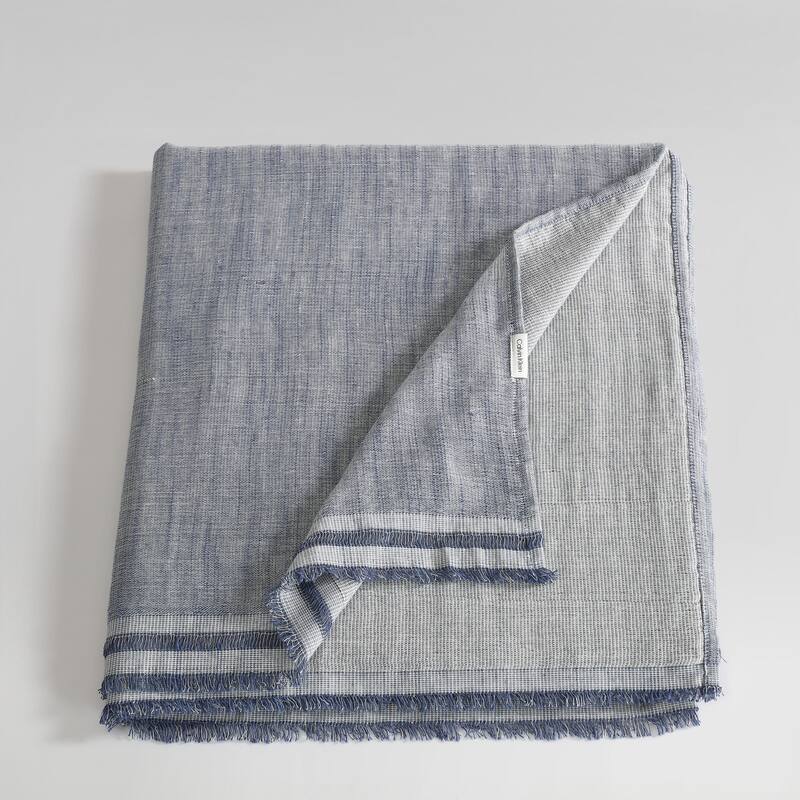Calvin Klein Fine Weave Solid Throw Blanket - Grey
