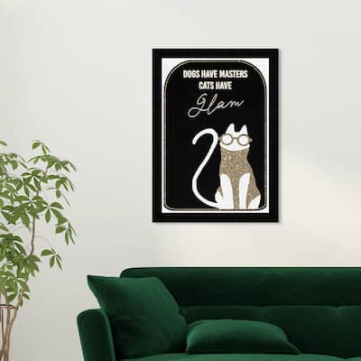 Wynwood Studio 'Cats Have Glam' Animals Gold Wall Art Framed Print