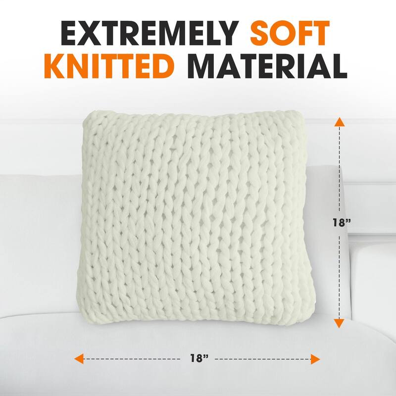 Cheer Collection Chunky Cable Knit 18"x18" Decorative Couch Throw Pillow