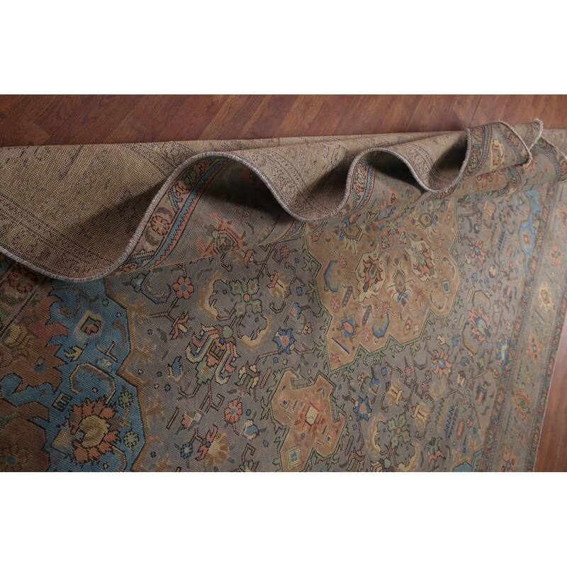 Gray Tabriz Persian Vintage Rug Hand-Knotted Wool Carpet - 8'0"x 10'10"