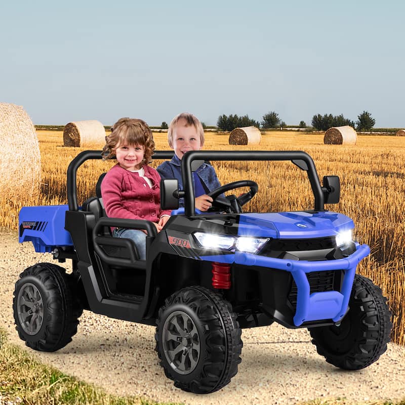 Gymax 24V Kids Ride On Dump Truck 2-Seater Electric Truck w/ Remote