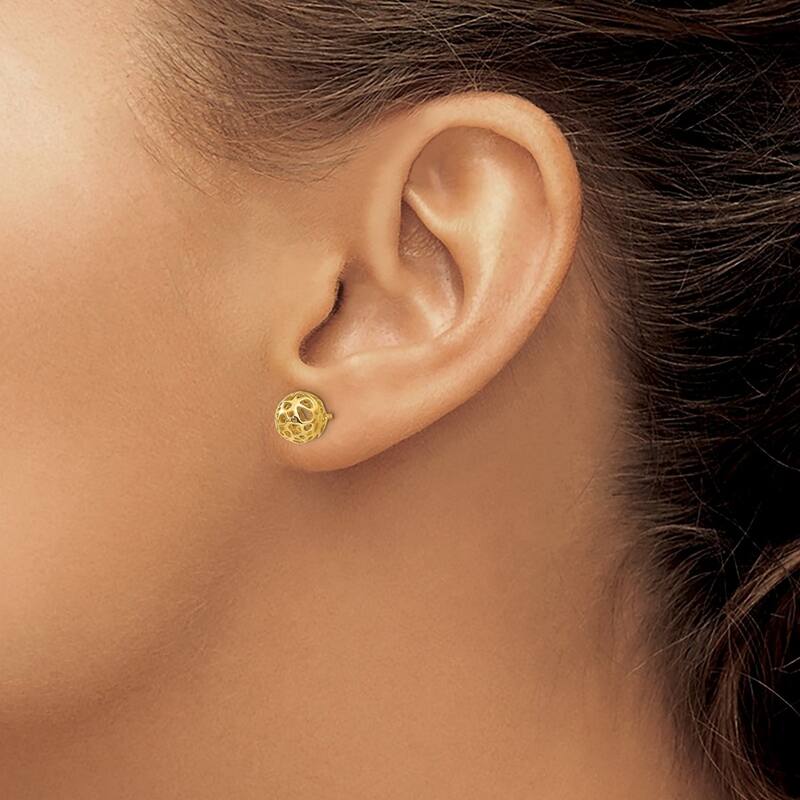 Curata 14k Yellow Gold Polished Medium Ball Post Earrings - 7.5x7.5mm