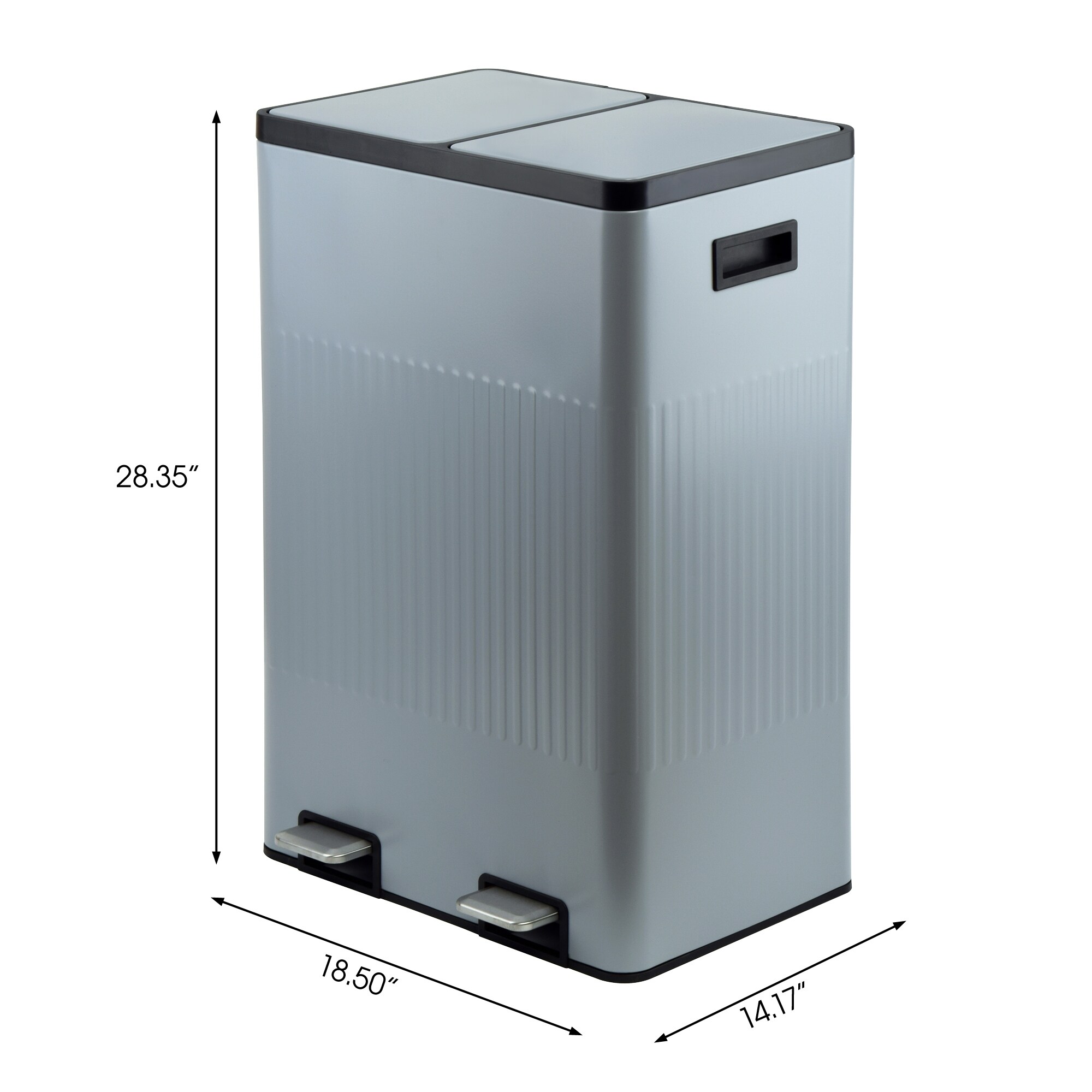 Gray Metal 2 compartments garbage and recycling bins 60L