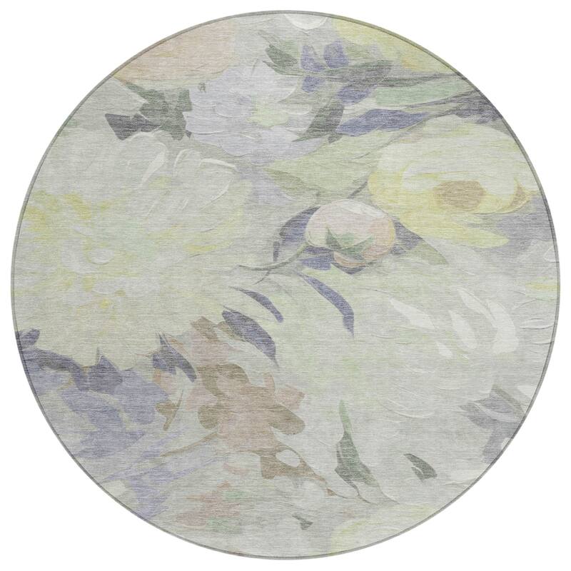 Machine Washable Indoor/ Outdoor Watercolor Floral Chantille Rug