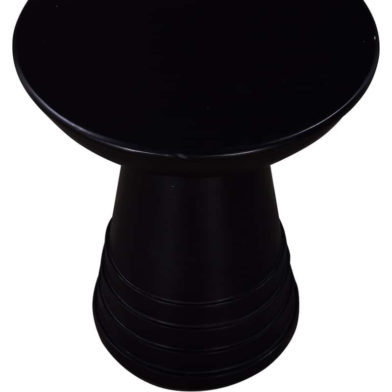 16 in. Black Round Wood End Table with Pedestal Base