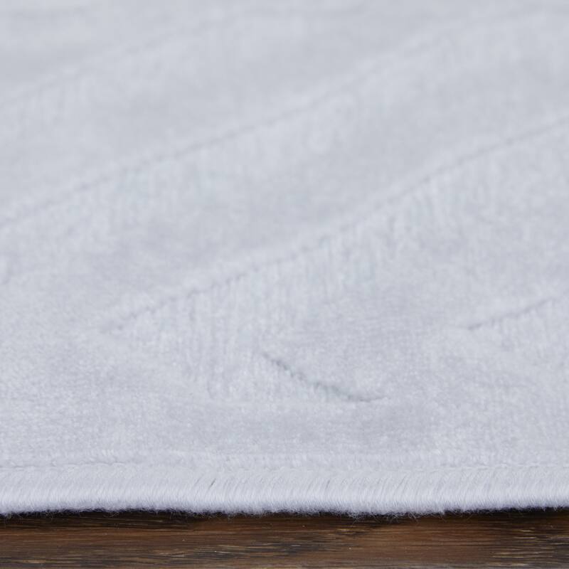 Qazi Lustrous Textured Chevron Rug, White/White, Area Rug