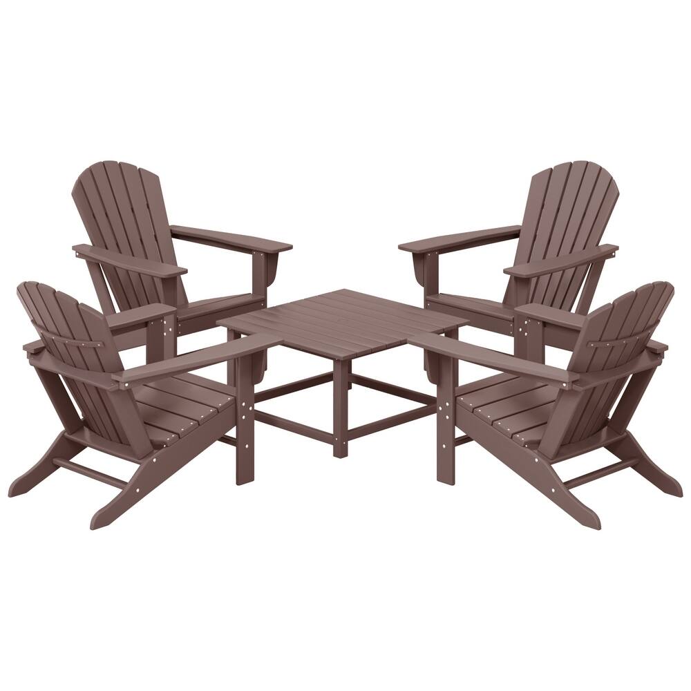 Altura Outdoor 5-Piece Adirondack Chair With Square Coffee Table Conversation Set