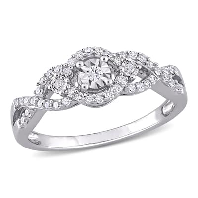 Miadora Sterling Silver 1/4ct TDW Diamond Infinity Halo Engagement Ring