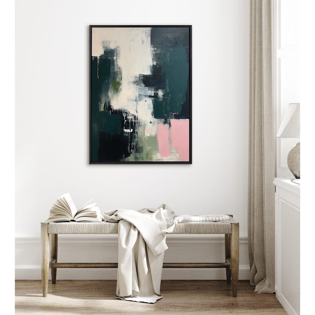 Kate and Laurel Sylvie Emerald Blush Framed Canvas by Amy Lighthall