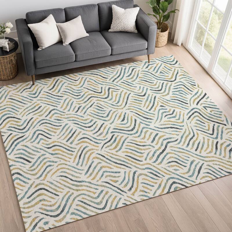 Machine Washable Indoor/ Outdoor Modern Jamie Chantille Rug