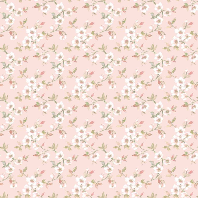 Galerie Wallcoverings Secret Garden Delicate Flower Trail Non-woven Matte Wallpaper Roll - 33 feet x 21 inches - Pink
