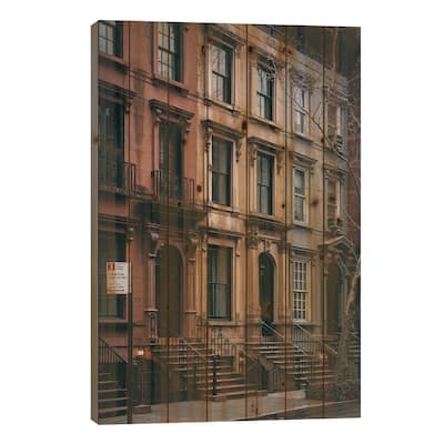 Ues Brownstones Print On Wood by Jon Bilous - Multi-Color