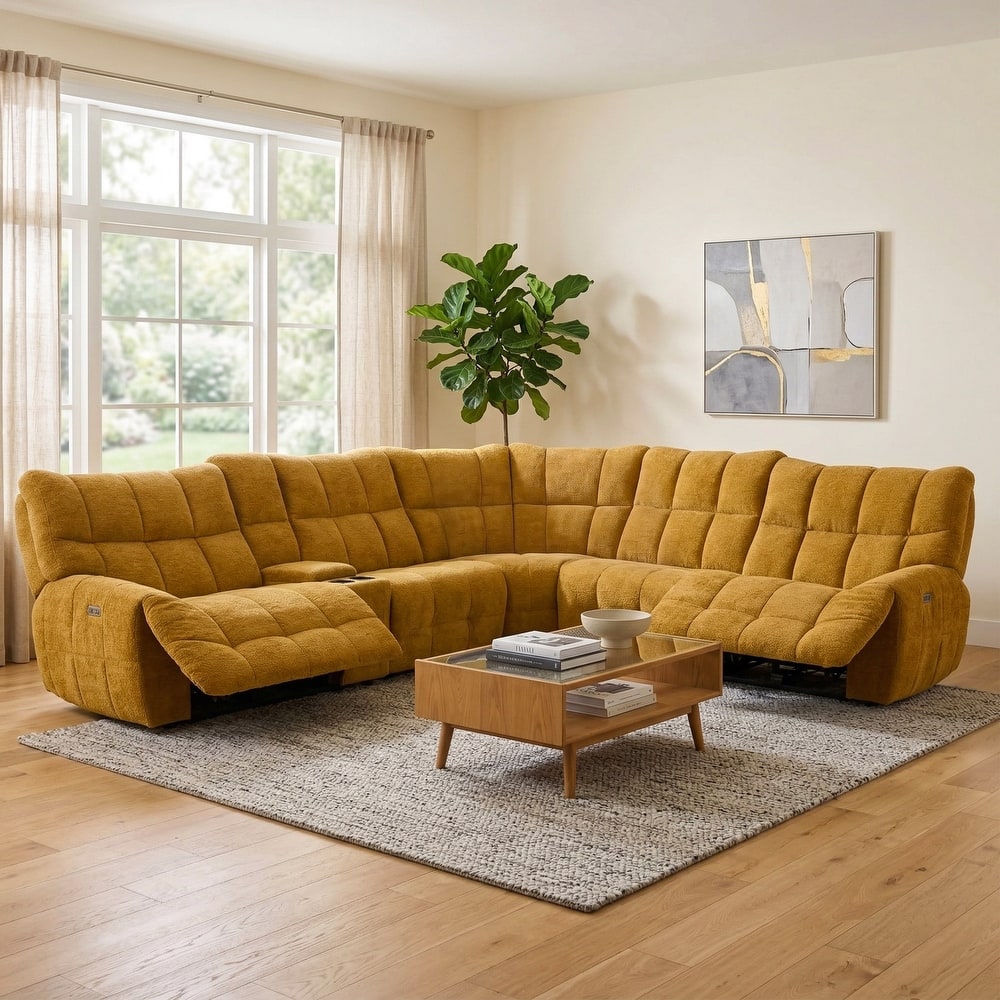 Furniture of America Aurei Modern Reclining Sectional with Console and USB Ports