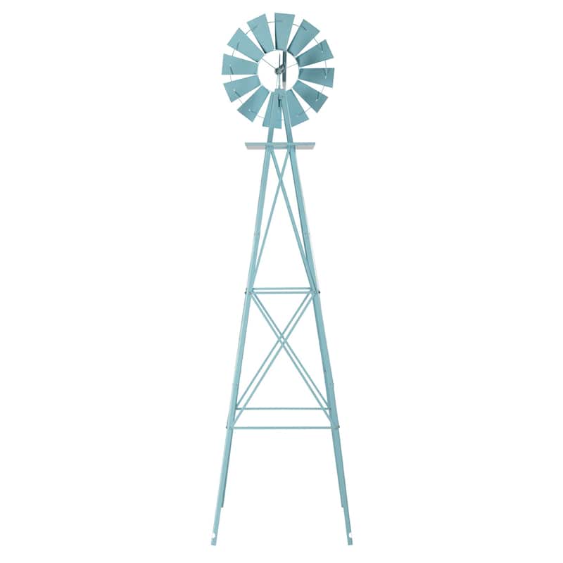 8 Foot Decorative Steel Windmill for Garden Lawn Patio Outdoor Decor Functional Wind Direction Indicator Weather Resistant